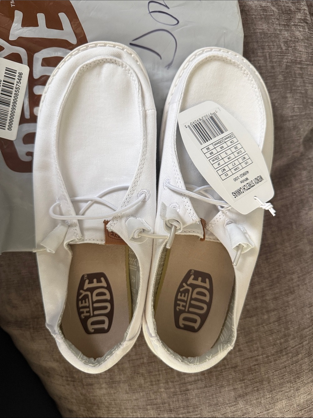 Hey Dude Men White Canvas Lace-Up Boat Shoes